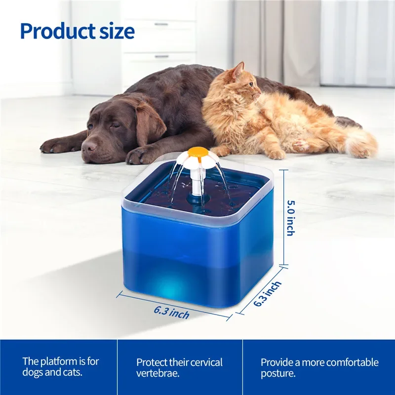 2L Water Dispenser for Dogs and Cats with LED Lights Automatic Automatic Water Circulation Filter Drinker Water Purifier for Pet