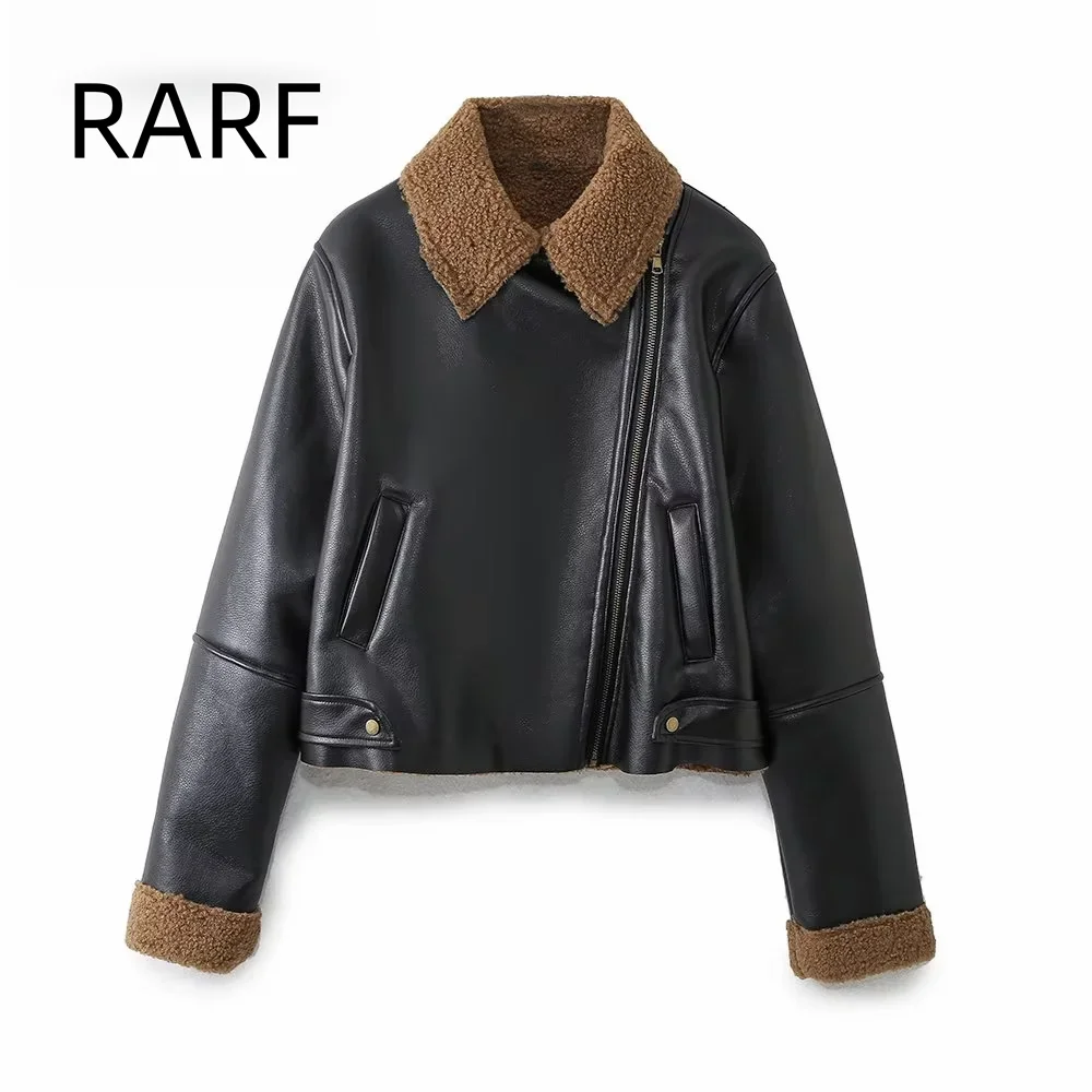 

2024 autumn and winter new women's fur integrated velvet lining motorcycle style casual jacket jacket