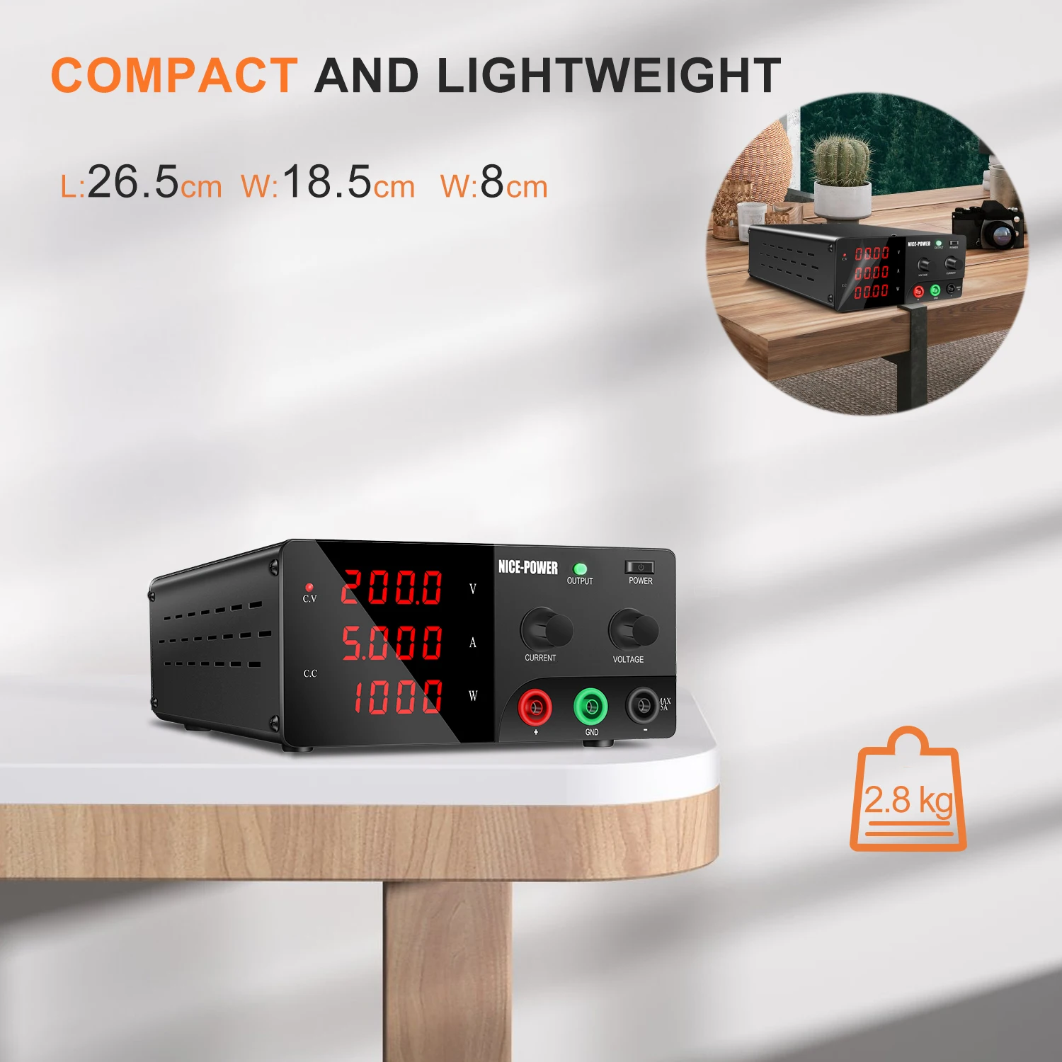 NICE-POWER 1200W Adjustable DC Power Supply 200V 5A 100V 10A 30V 20A 30A Bench Power Supply with OUTPUT Switch,Preset Current