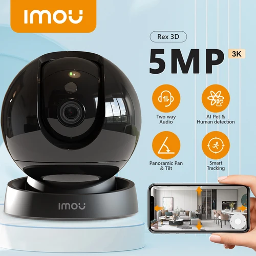 IMOU Rex 3D 5MP cámara de seguridad PTZ con Wifi para interiores detección de mascotas humanas seguimiento inteligente AI conversación bidireccional visión nocturna Monitor de bebé