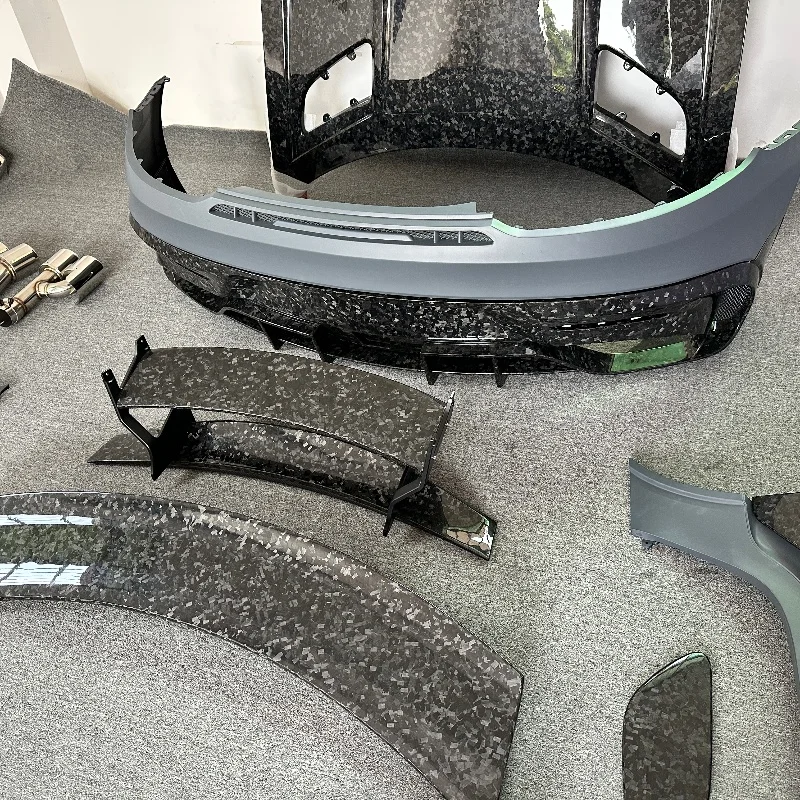 Forged Dry Carbon Fiber Wide Body Kit for  GT Upgrade in BS Style, Engine Hood, Front and Rear Bumpers, Side Skirts