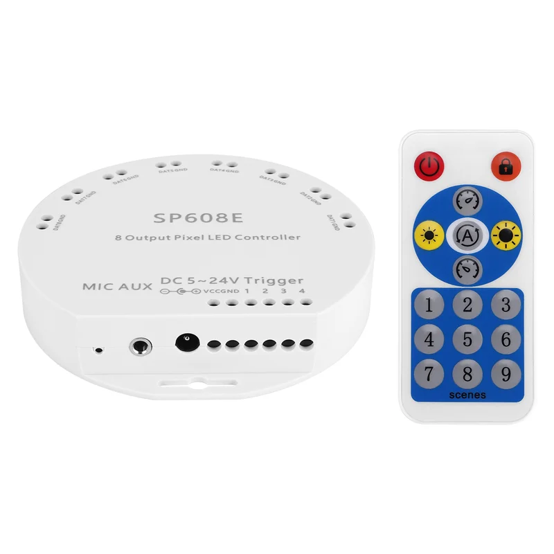 BAAG-SP608E DC5V-24V WS2812B Музыкальный контроллер Bluetooth APP с дистанционным управлением 8-канальный SP602E 4-канальный WS2811 WS2815 Светодиодная лента