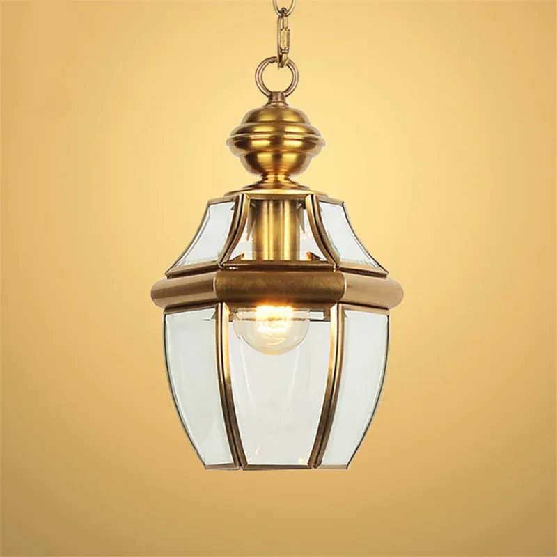 Medieval Retro Pendant Lights Copper Vintage Glass Lampshade Bar Corridor Restaurant Balcony Outdoor