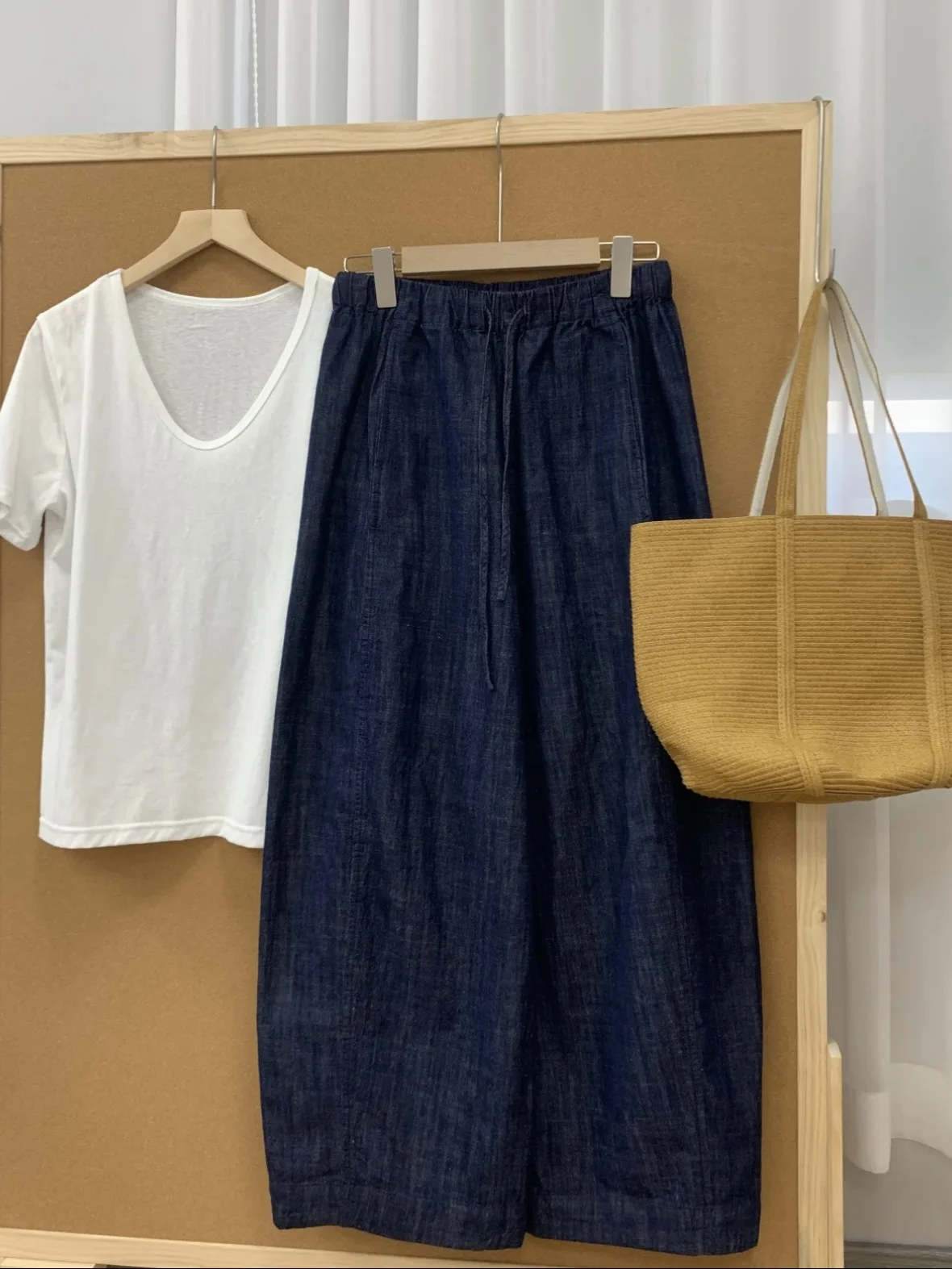 

Retro American Denim Jeans Women's Spring Thin Straight Leg Wide Leg Loose High Waist Slimming Nine Point Pants Large Size