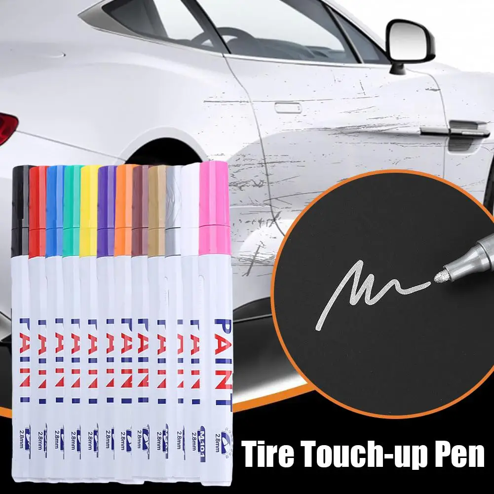 1pcs White Waterproof Cars Wheel Tire Oily Mark Pen Marker Permanent Tyre Rubber Up Cd Paint Graffiti Touch Paint Auto Pen Q3Q3