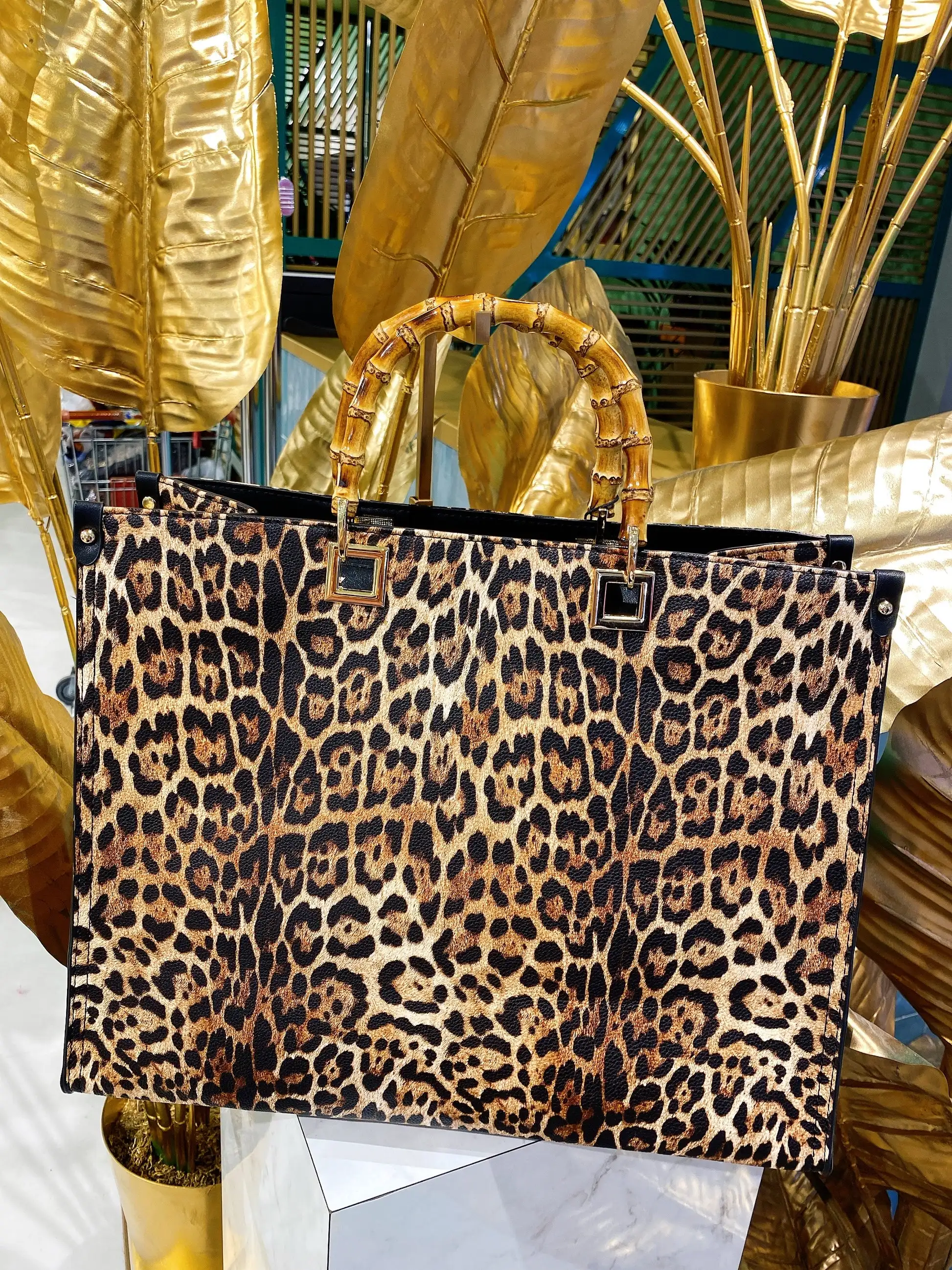 

Lost in Vintage Maxi bag Stained with Wooden Handle Bags Handmade Bag Natural Wood Handle Large Bag Purse Big Clutch 38x40x8cm