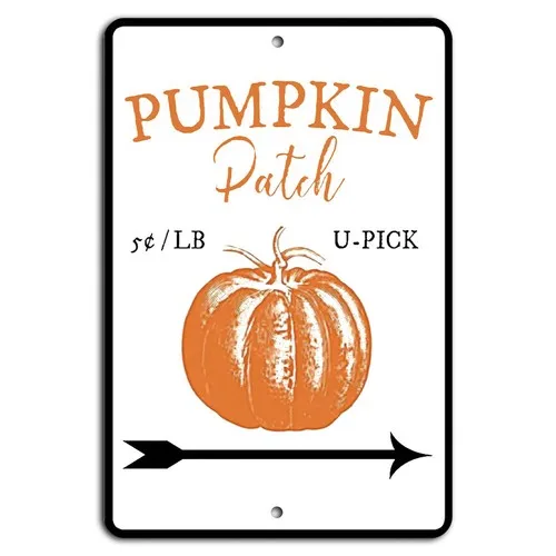 Pumpkin Patch U-Pick 5 Cents Per Pound Sign - Rustic Fall Decor 8x12 Inch  -aluminum