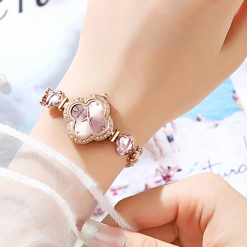 Four-Leaf Clover Watch, Women's Elegant Fashion Watch, Universal Niche Accessible Luxury Popular Noble Bracelet Watch, Chain Gift Best Choice