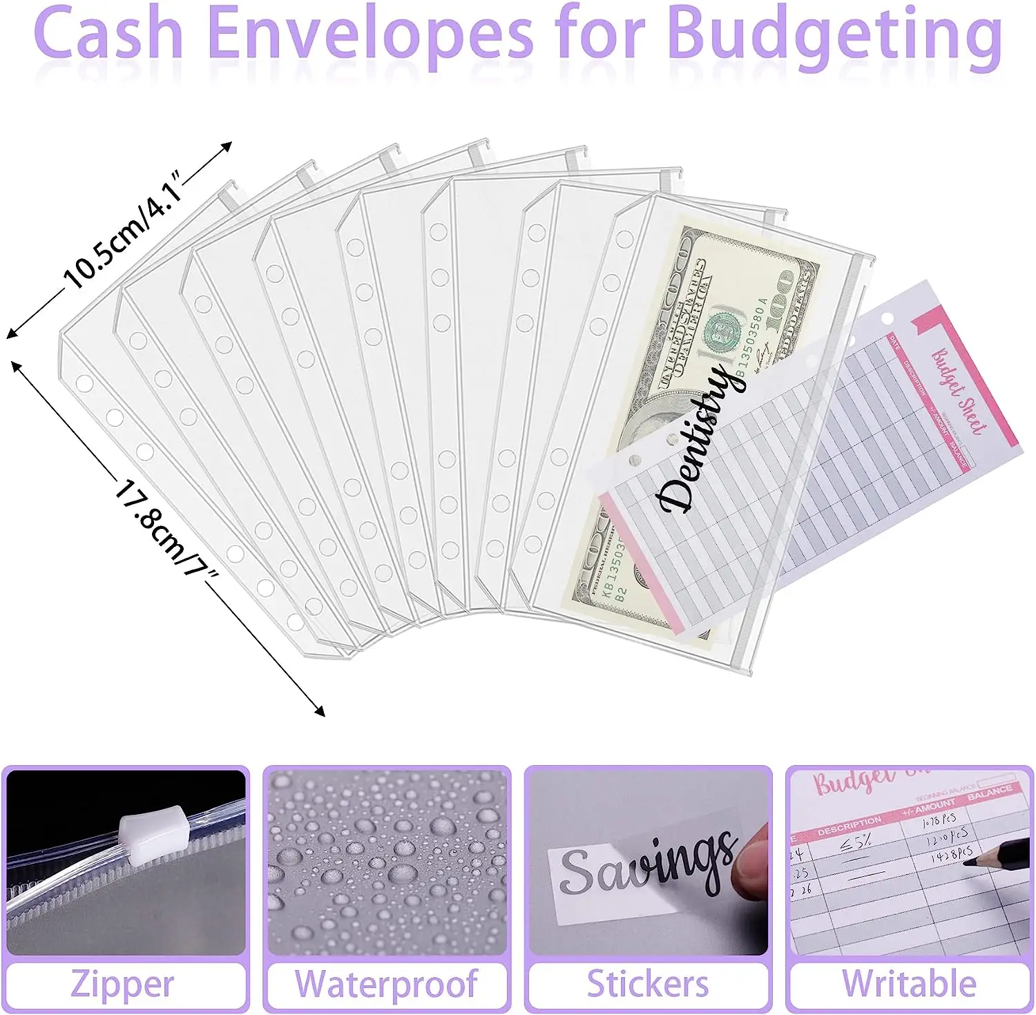 A6 Budget Binder Notebook Cash Envelopes System Set Binder Pockets PU Leather Money Budget Saving Bill Organizer Accessories