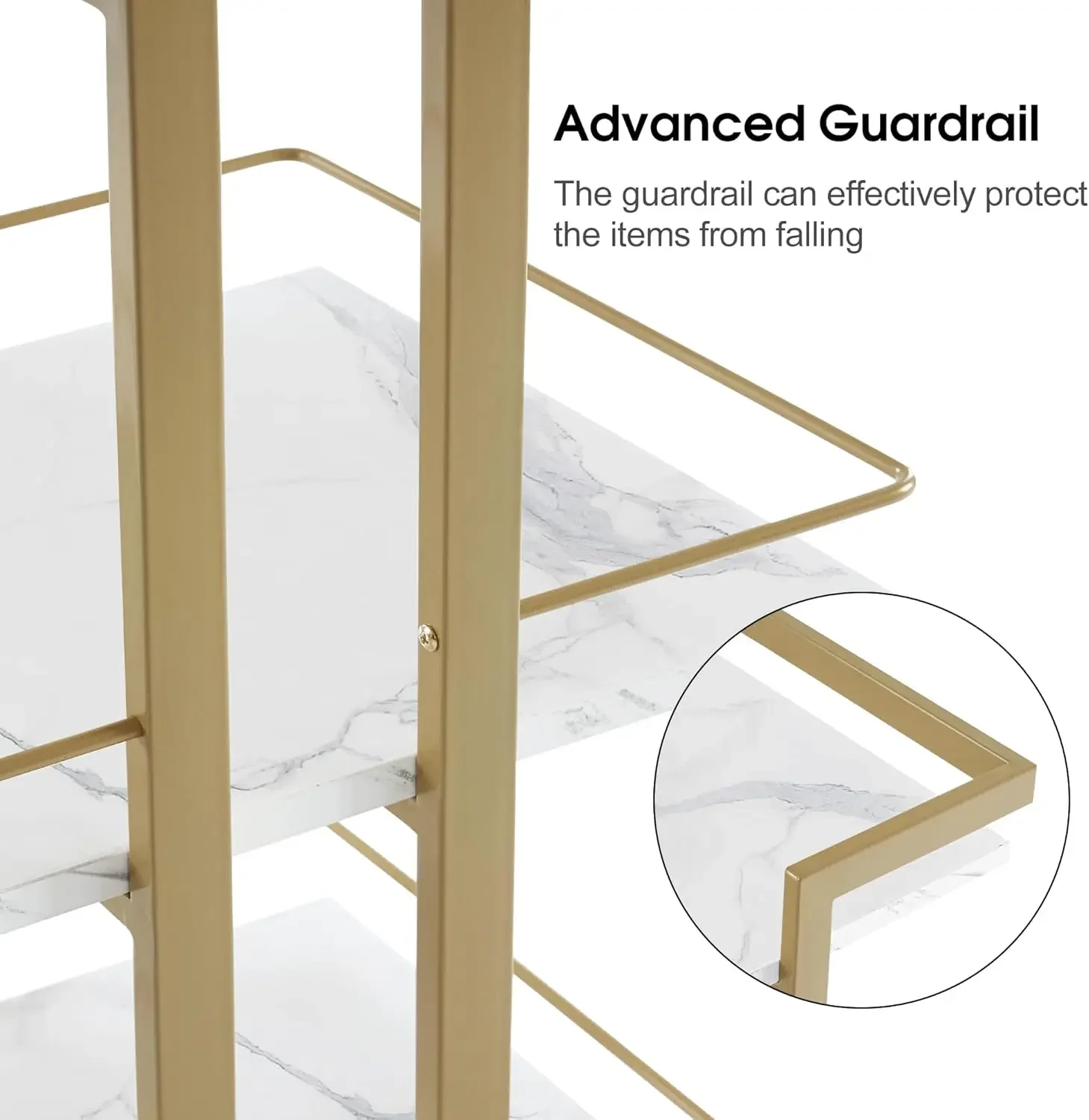 Utility Manicure Trolley Metal Storage Rolling Barber Cart with Wheels Multi-Purpose Rack Heavy-Duty Trolley 2033 (White)