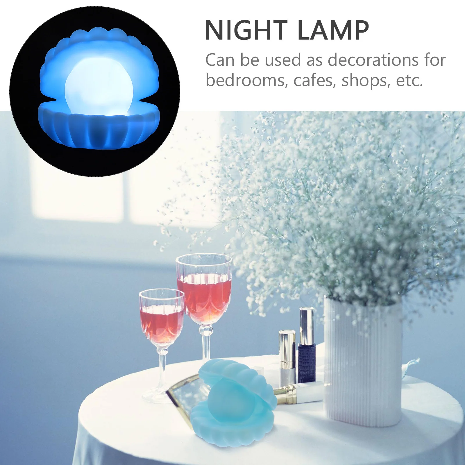 

2Pcs Exquisite Shell Design Night Lamp Small Bedside Creative Night Light Decorative Desktop Ornament for Bedroom