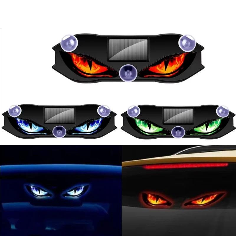 Solar Power Car Demon Eye Light Rechargeable Car Window Light Cool Flashing Warning Light Dynamic Safety Vehicle Signal Lights