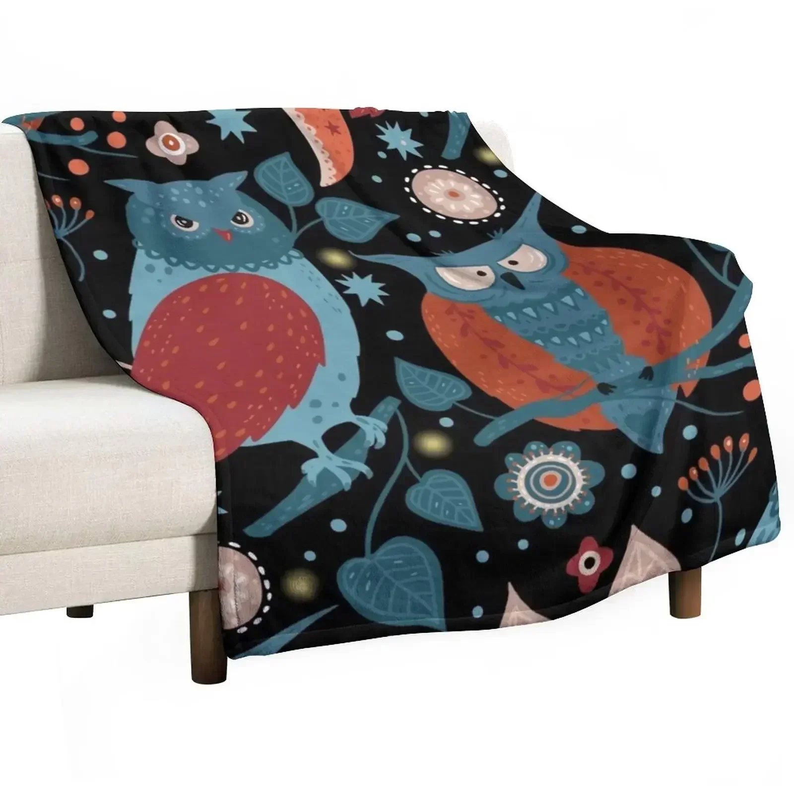 

owl and nocturnal nature Throw Blanket Cozy Microfiber Throw Blanket for Home Bedroom