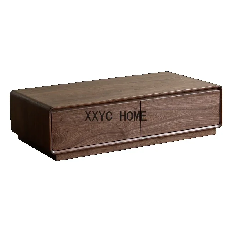 

Nordic Solid Wood Minimalist Log Modern Minimalist Small Apartment Floor with Drawer Living Room Coffee Table furniture