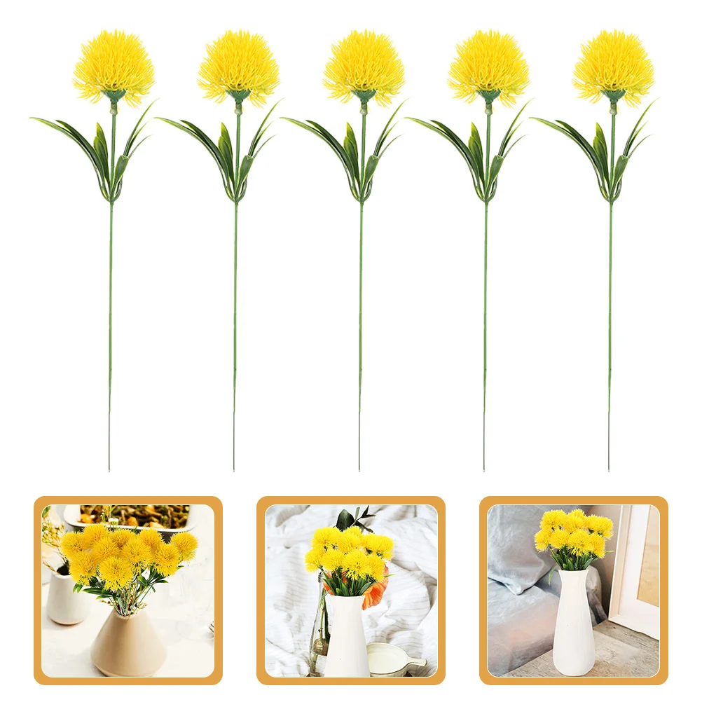 

20Pcs Artificial Dandelion Flowers Bright Yellow Realistic Faux Floral Stems for Home Wedding Party Decoration DIY Arrangements
