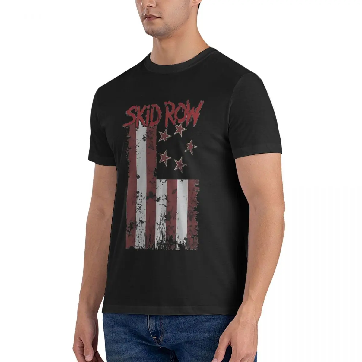 Trendy Men T Shirt Skid row Fashion Tee Shirt Short Sleeve O Neck T-Shirt Cotton Printed Clothing