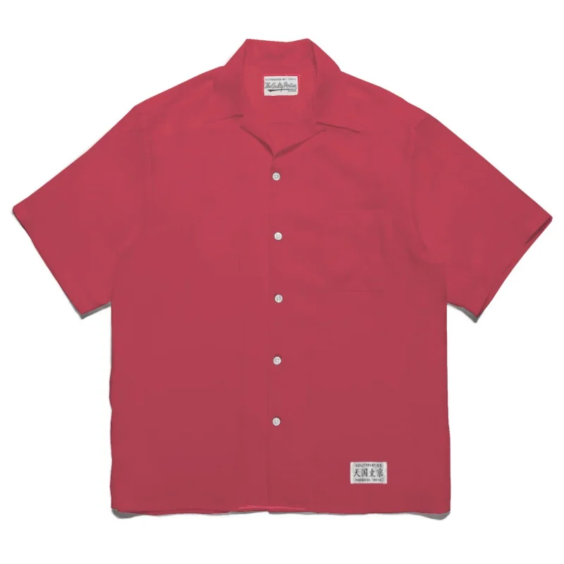 Full Solid Colour Patch Heavenly Tokyo WACKO MARI Shirt Summer Simple High-end Men's Women's Short Sleeve Shirt Tops