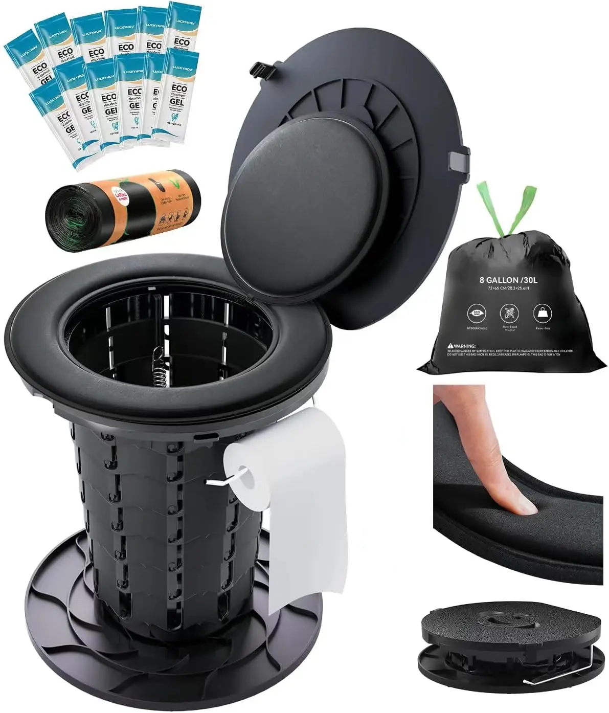 

Портативный туалет с регулируемой высотой и мягкой сидушкой, компактный дорожный туалет для использования на природе, в автодомах, при походах, в экстренных случаях