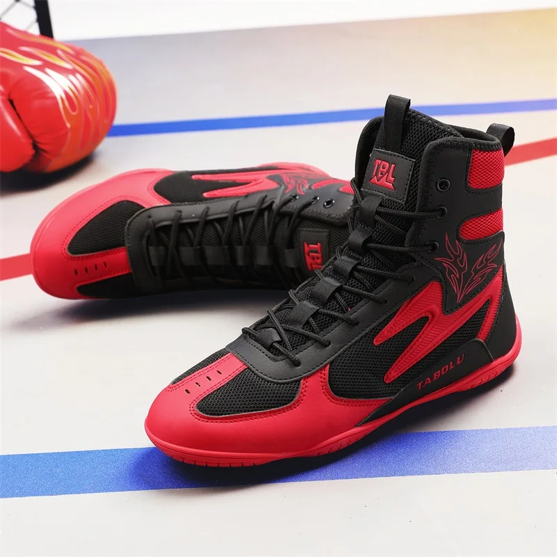 Hot Sale Men Boxing Sneakers High Top Boxing Shoes Man Wrestling Shoes Youth Professional Wearable Men Fighting Shoe