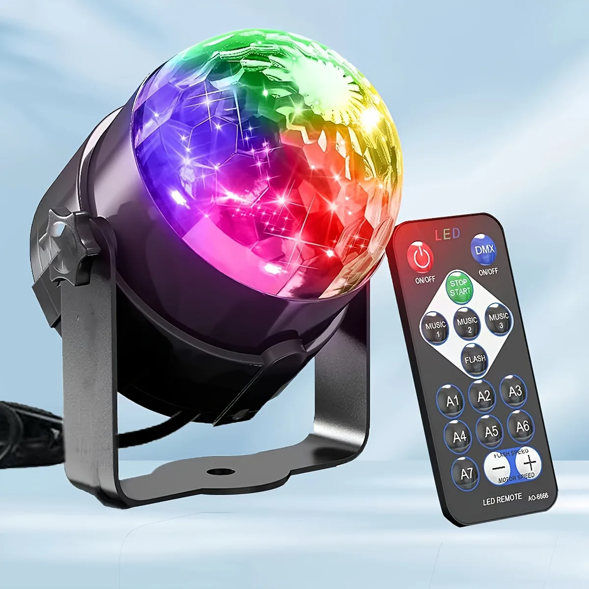 1pc RGB Disco Ball Light - 7 Modes, Color-Changing LED, USB-Powered with Remote Control - for Home, Party, Karaoke, Wedding