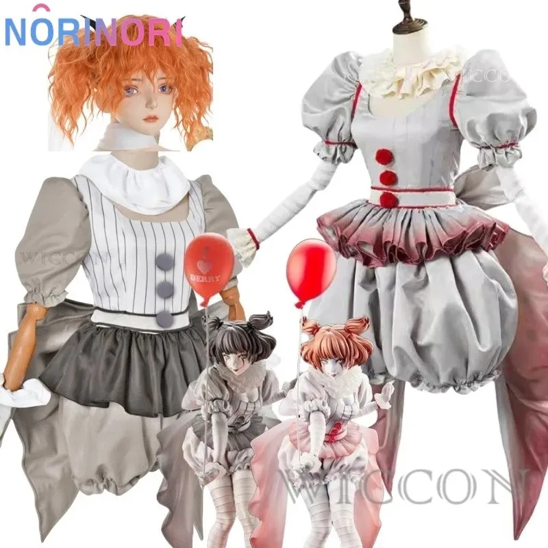 Disfraz de payaso de película Pennywise, disfraz de Genderswap, vestido de Lolita de terror para Halloween, vestido de fantasía para mujer, conjunto completo para fiesta de Carnaval