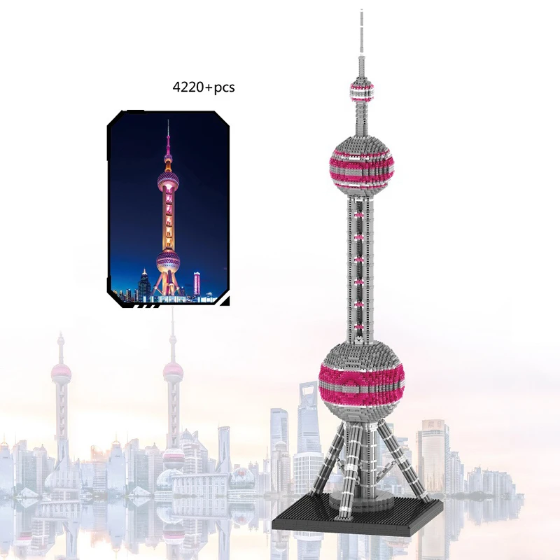 Nanobrick World Famous Landmark Modern Architecture Micro Block China Shanghai Oriental Pearl Tv Tower Building Bricks Toys