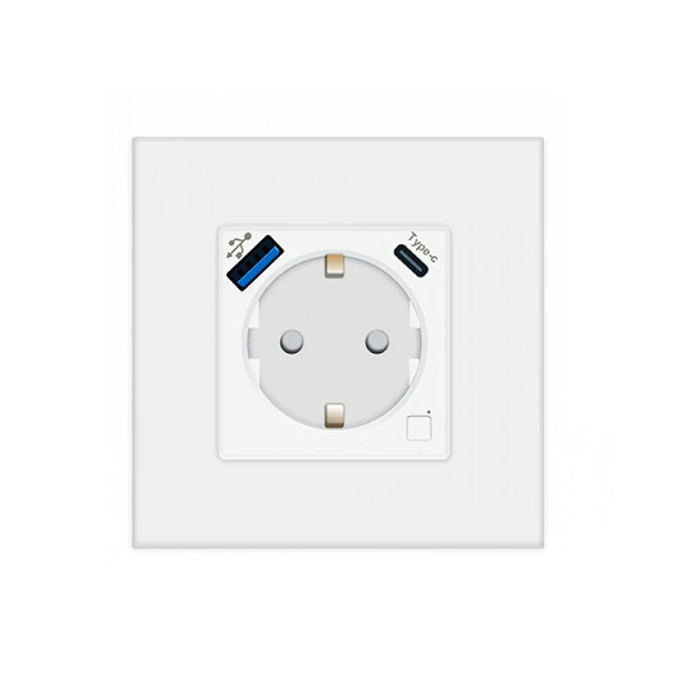Tuya Type-C WiFi Smart Wall Socket Power Monitor USB EU Plug Outlet APP Wireless Remote Control Work With Alexa Google Home