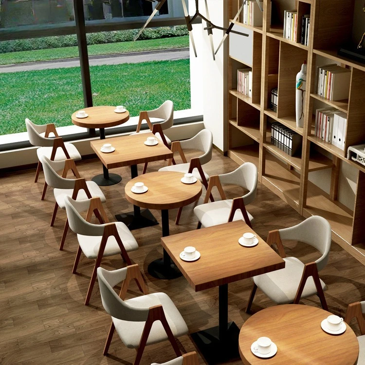 Nordic solid wood dining table and chair combination ins style, dessert shop, milk tea shop, commercial small square table