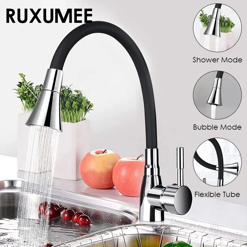 

360 Degree Rotating Flexible Kitchen Faucet Single Handle Polished Chrome Cold and Hot Water Mixer Tap Torneira Deck Mounted