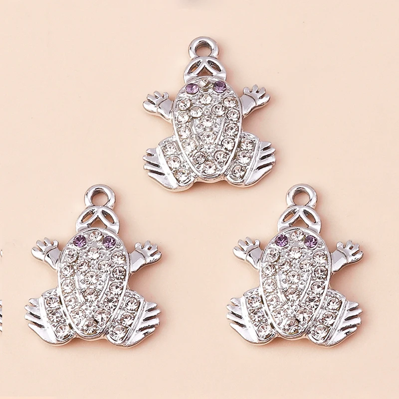 Leslie 10 Stück 17 x 22 mm niedliche Kristall-Glücksfrosch-Anhänger für zarte Ohrringe, Halsketten, Armbänder, handgefertigte DIY-Schmuckgeschenke – Detail 4