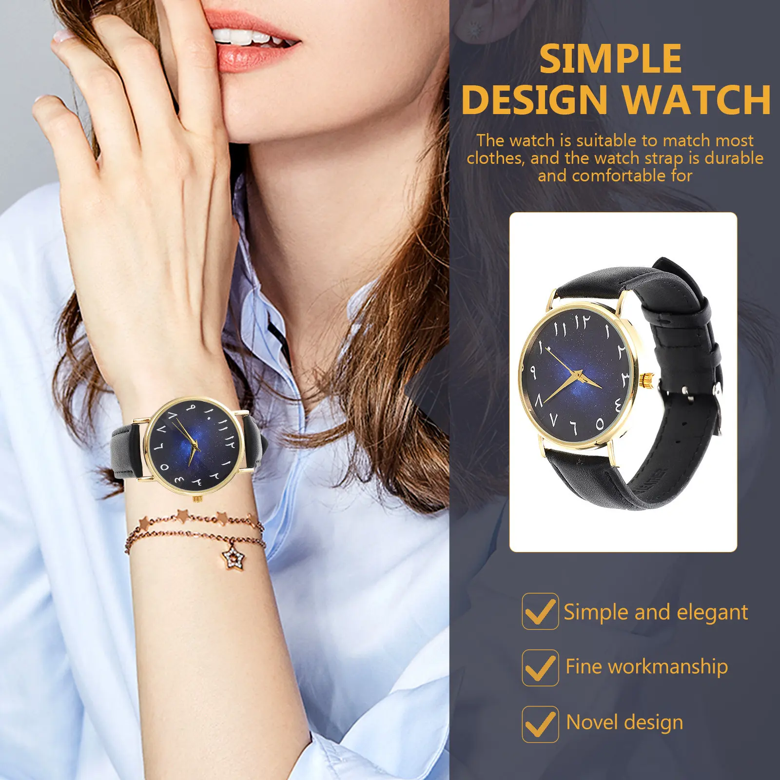 Dial Wrist Watch Lightweight Fine Workmanship Adjustable Strap Arabic Numerals Fashion Belt Casual Watch for Adults