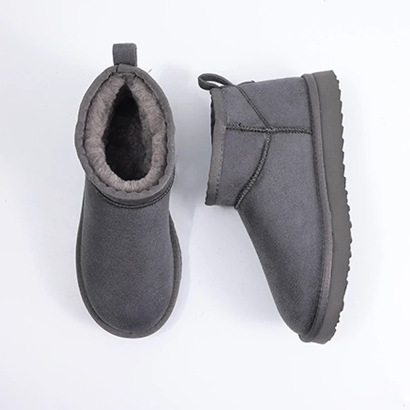 Evshine Winter-Pelz-Schneestiefel für Damen, rutschfest, mit Plüsch gefüttert, Wildlederstiefel, warme, flauschige Hausschuhe, klassische Schneestiefel – Detail 3