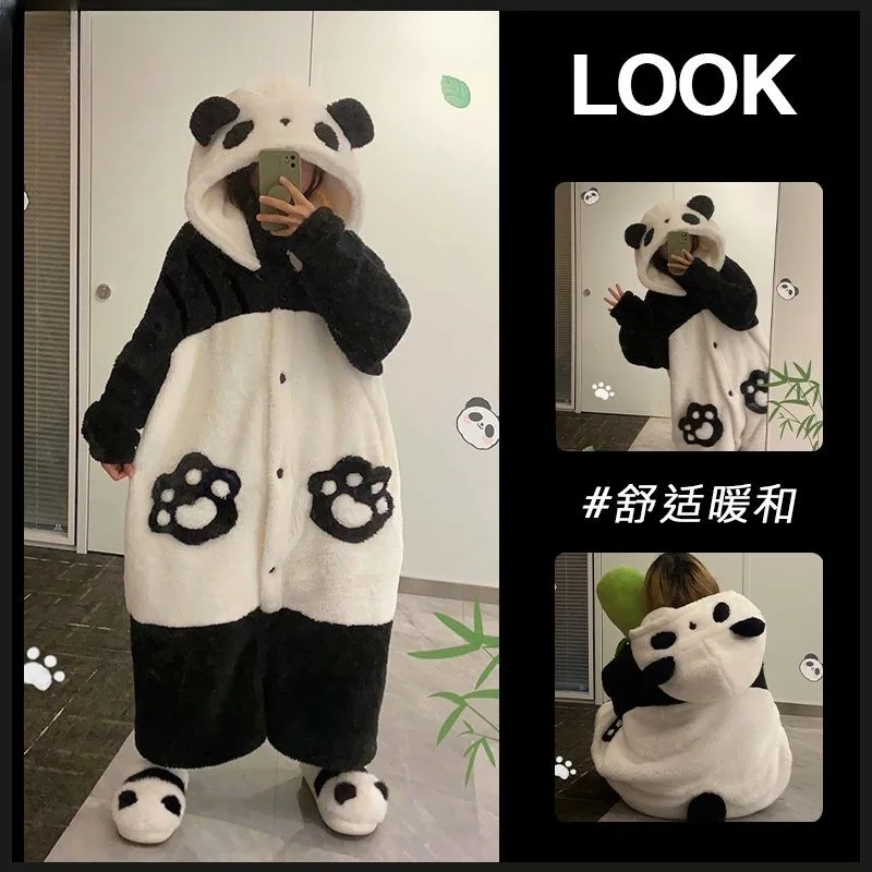 Halloween Cartoon Animal Costume Cartoon Flannel Sleepwear Cosplay Jumpsuit For Adults Nightgowns Thickened  Warm Robes Pajamas