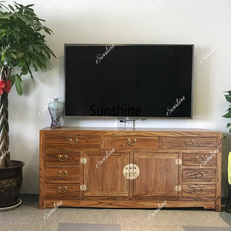 Solid wood TV cabinet Modern Chinese living room Master bedroom Storage cabinet Edge cabinet