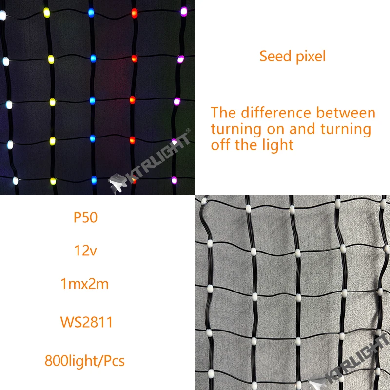 DC12V 5cm spacing addressable RGB intelligent bold LED pebble/seed flexible matrix grid screen 1M (20 pixels) * 2M (40 pixels)
