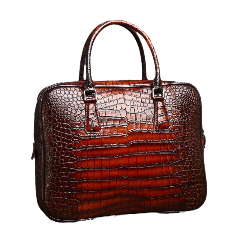 New Crocodile Men\'s Briefcase Password Lock Business Fashion Handbag File Pack Luxury Brand Portfolio Messenger Leather Men Bag