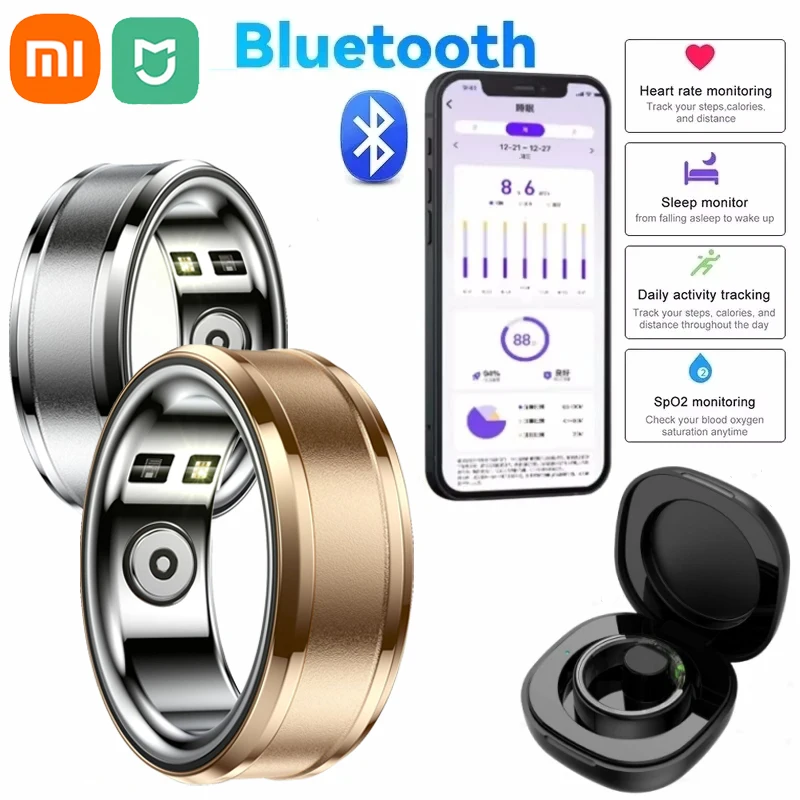 Xiaomi MIJIA Smart Ring with Charging Case Health and Sleep Monitor for Men Women IP68 & 5ATM Waterproof Multi-sport Mode