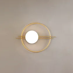 Modern led Wall Lamp Gold/Black Round Wall Light Creative Background Wall Lamps Bedroom Bedside Living Room LED Wall Sconce Lamp