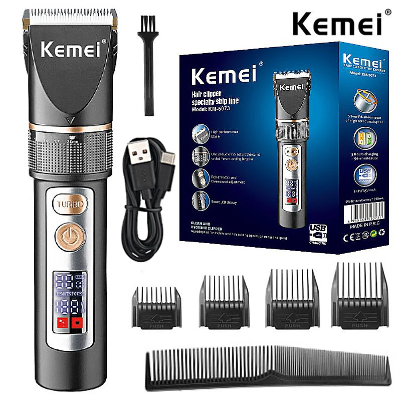 

Kemei Professional Hair Clipper Adjustable Ceramic Blade Trimmer Salon Low Noise Turbo Motor Hair Cutting Machine Rechargeable