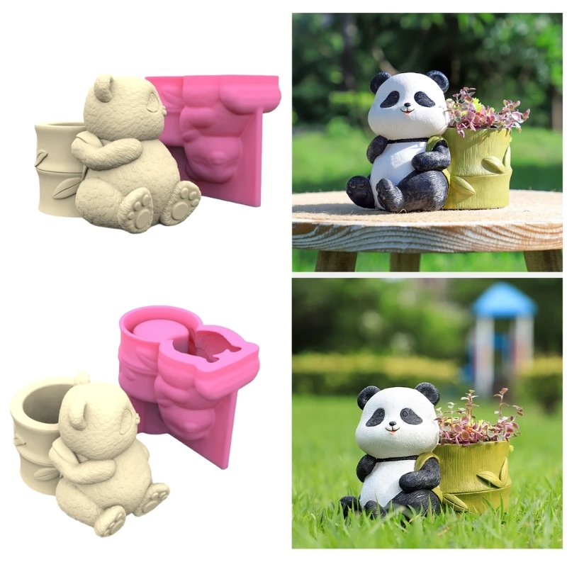 Backbasket Panda Pen Holder Silicone Mold Pot Resin Mold Table Ornament Mold