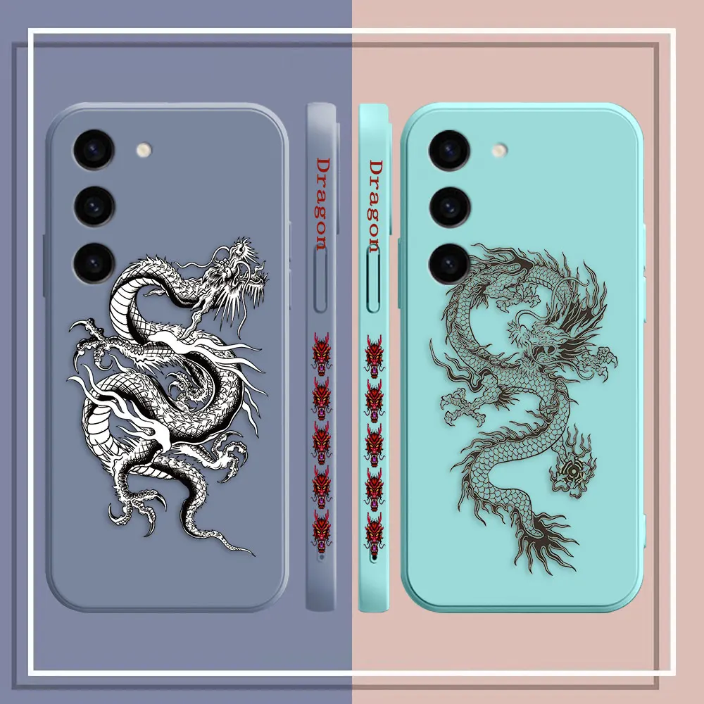 Chinese Dragon Pen Drawing Phone Case For Samsung S24 S23 S22 S21 S20 FE S11 S11E S10 S30 Ultra Plus 4G 5G Case Fundas Shell