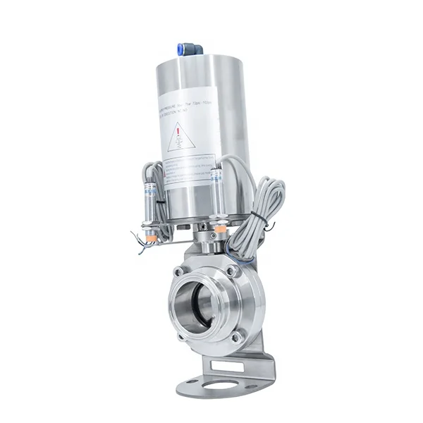 DN50 Sanitary Single Acting Pneumatic Clamp Butterfly Valve Food Grade SS316L Stainless Steel Butterfly Valve for Water