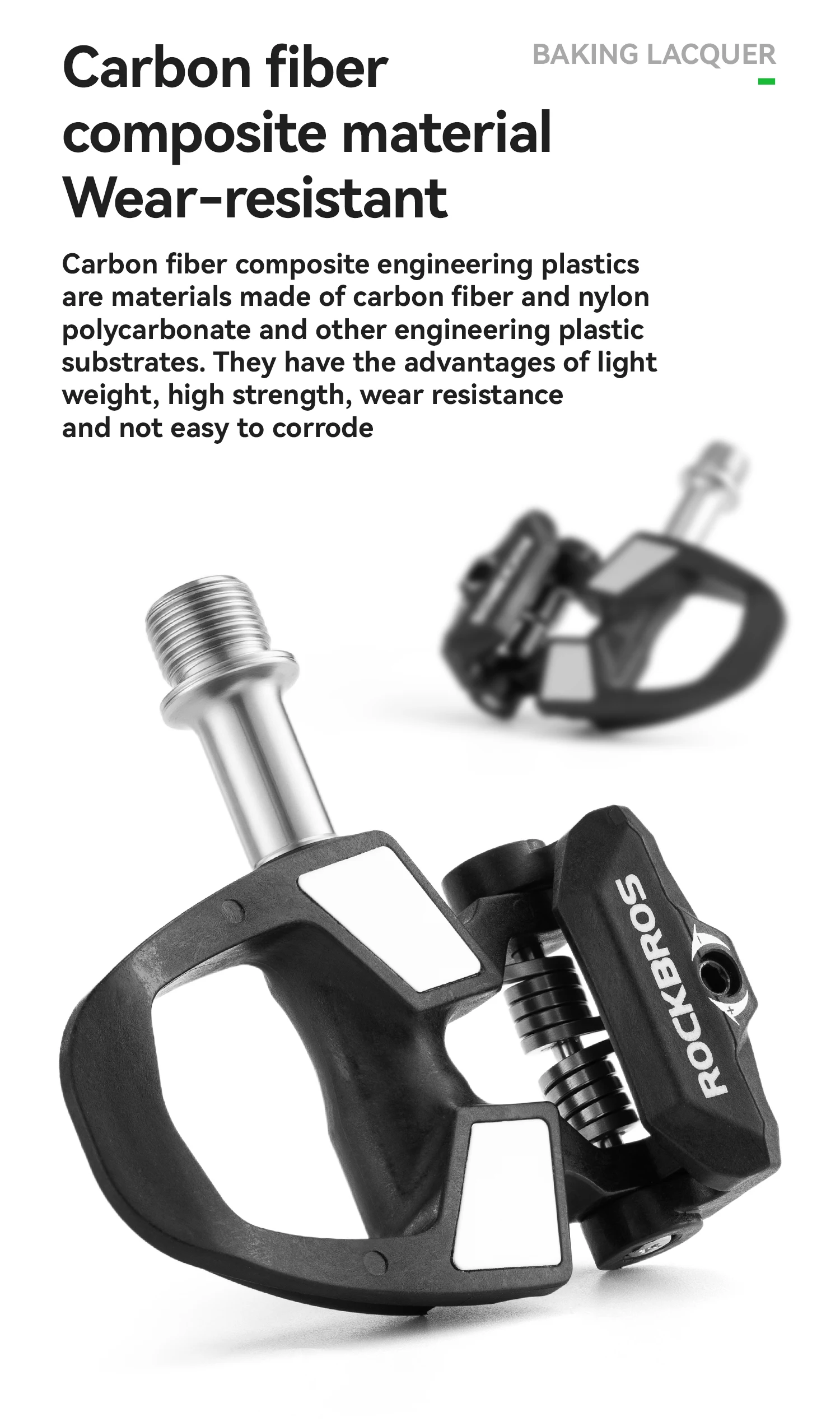 ROCKBROS Rennrad-Sperrpedal aus Carbonfaser, leichtes, schnelleres selbstsicherndes Pedal, SPD-Sperrpedal aus Aluminiumlegierung mit Sperrkappen – Detail 7