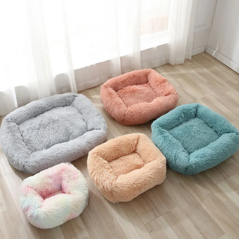 Dog Beds Plush Pet Bed Fluffy  Cushion Mat Pets Small Breeds Kennel Supplies Products Medium Blanket Puppy