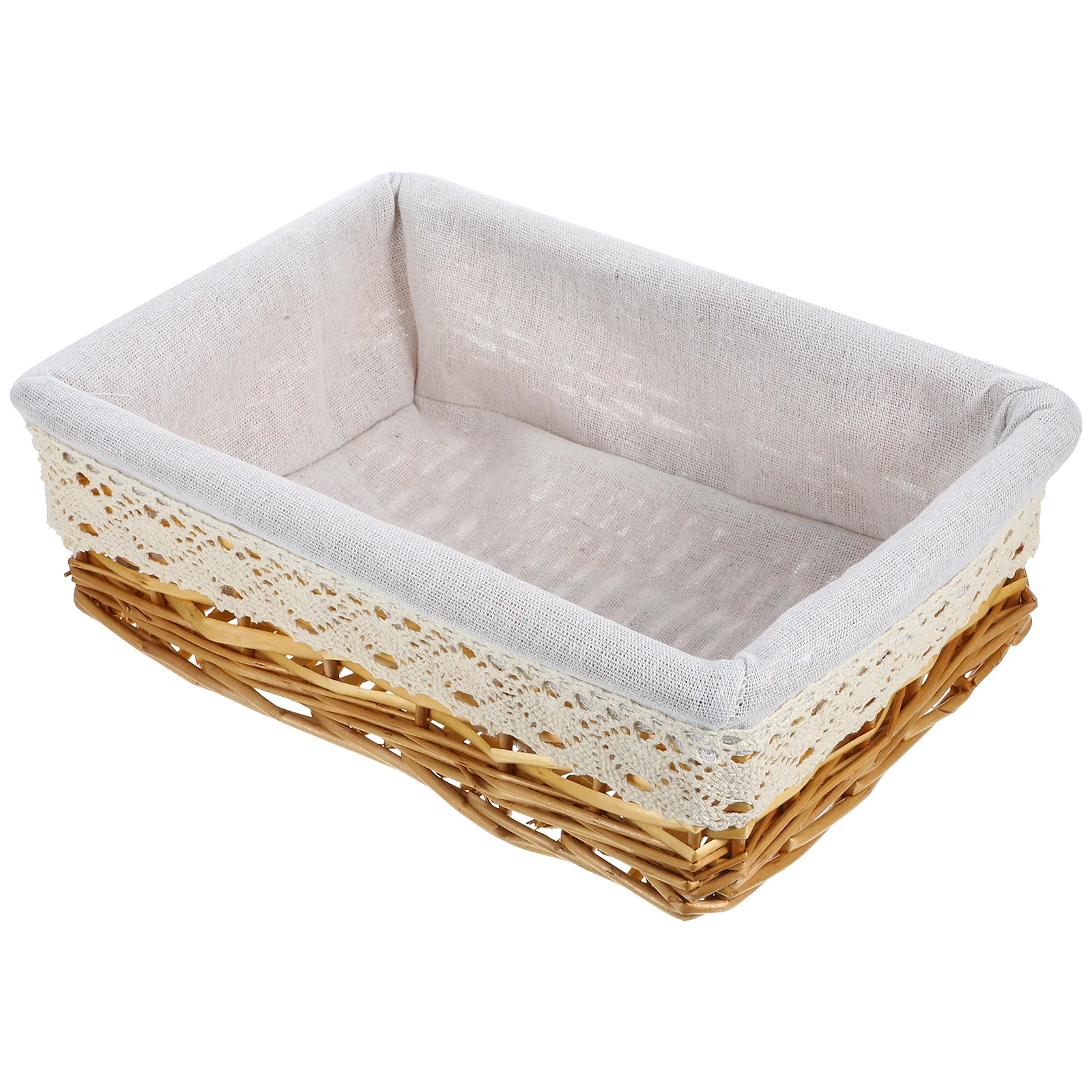 

Wicker Storage Baskets Hand-woven Laundry Organizer Multi-purpose Container White Liner Removable Bedroom Bathroom Office