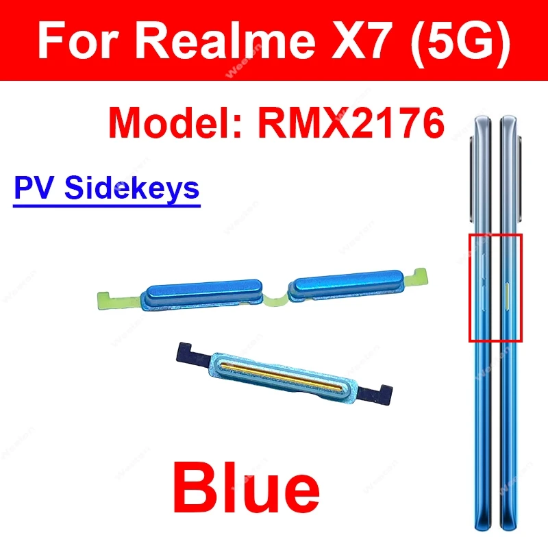 

On Off Power Volume Button For Realme X7 5G X7 India Version Side Power Volume Up Down Buttons Key Replacement Repair Parts