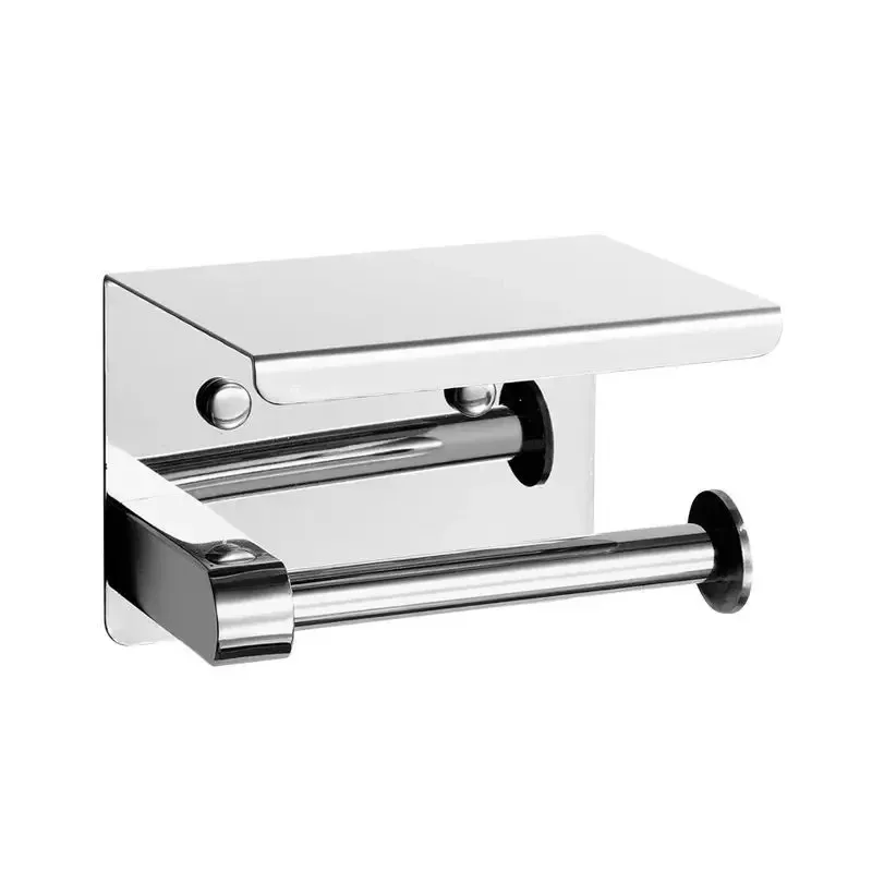 Stainless Steel WC Paper Phone Holders Home Paper Towel Holder Bathroom Paper Holder Toilet Roll Holder No Drilling Wall Mount