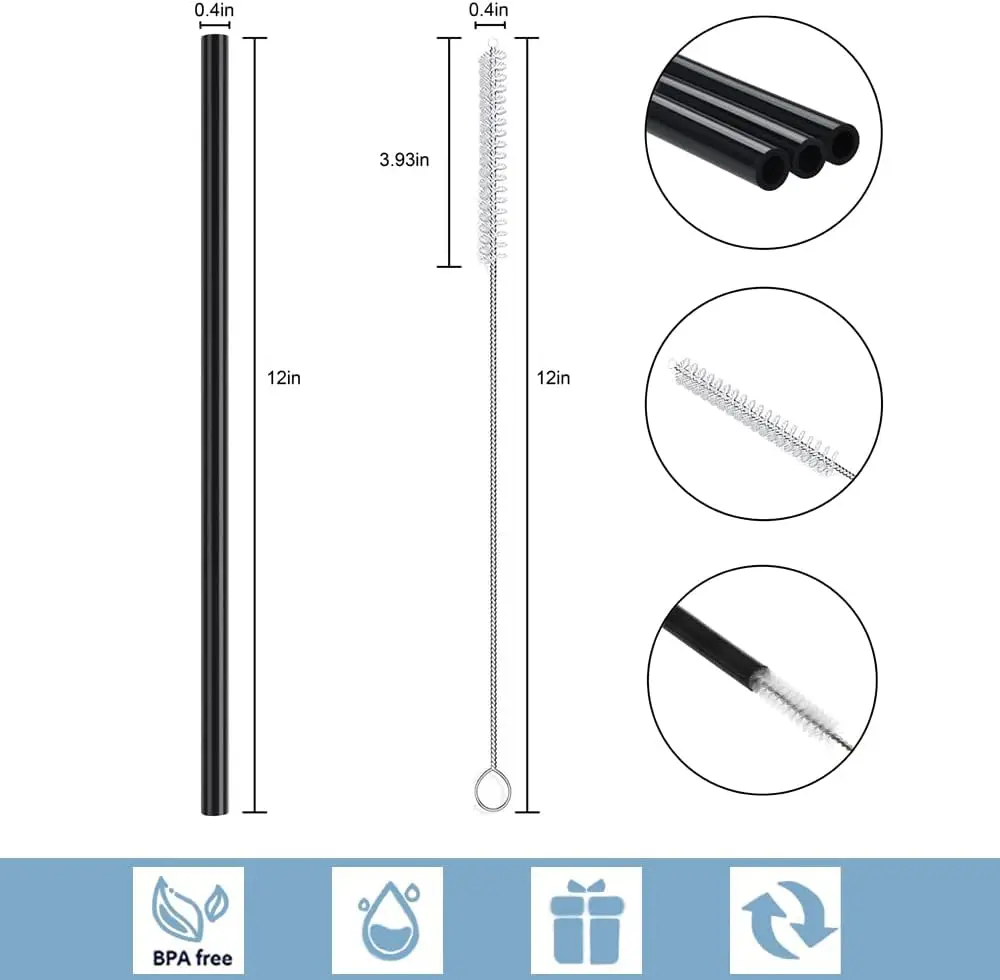 Replacement Silicone Straws for 40 oz Adventure Travel Tumbler, Reusable Straws for Cup, Pack of 6 with 2 Brush