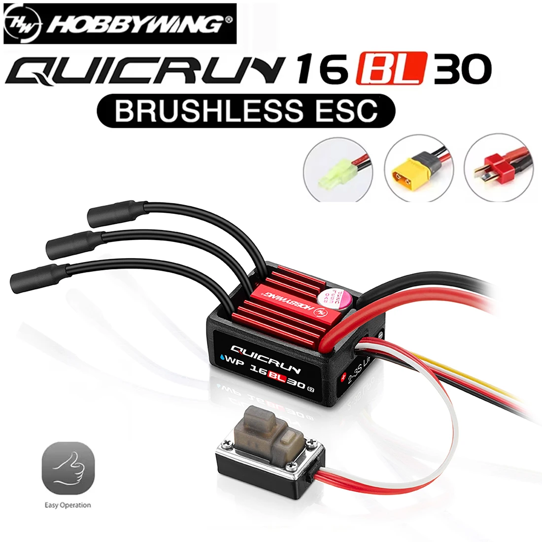 

Hobbywing QuicRun WP 16BL30 30A XT/T/Tamiya Waterproof Brushless ESC for 1/8 1/10 RC Car Plane Boat Dron Model Toys
