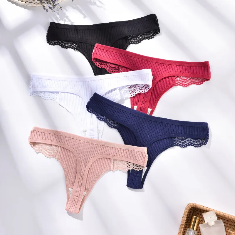 3pcs Sexy Fashionable Women\'s Striped Lace Fitting Thong Underwear Sexy Lingerie Luxurious Mini Thong 2024 Women\'s Bikini Trend